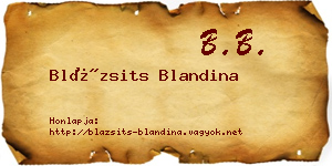 Blázsits Blandina névjegykártya